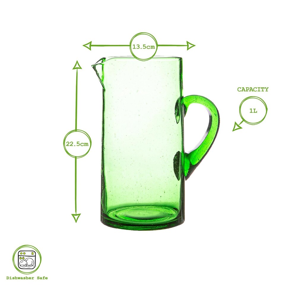 image 1 of Nicola Spring Jebel Recycled Glass Jug - 1 Litre - Green