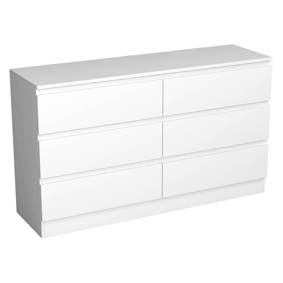 image 1 of Minimalist Chest of 6 Drawers - 68.6x120x35cm | White | White & White | 1