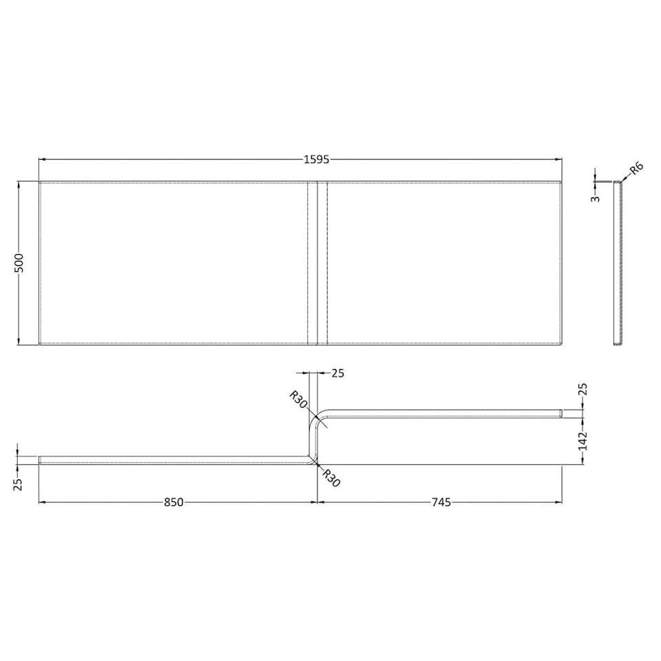 image 1 of Balterley 1600mm L Shaped Front Panel