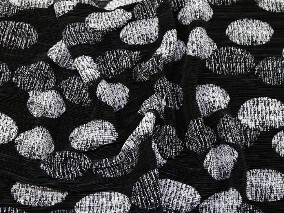 Black Pleated Plisse Stretch Knit Fabric for Dressmaking, 142cm / 55" Wide - per metre