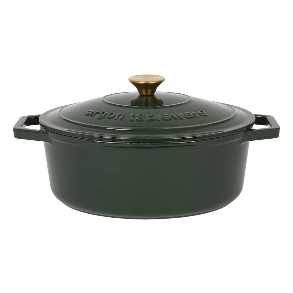 image 1 of Argon Tableware Oval Cast Iron Casserole Dish - 4.68L - Green | Green | Green | 1