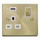 image 1 of SE HOME Satin / Brushed Brass 1 Gang 13A DP Ingot 1 USB Switched Plug Socket White | Satin Brass