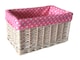 image 1 of Small Pink Spotty Lined Storage Basket | Pink | Pink