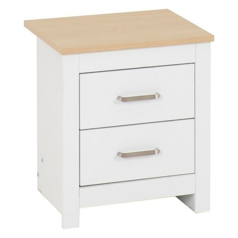 image 1 of Portland 2 Drawer Bedside - L40 x W50 x H46 cm - White/Oak Effect