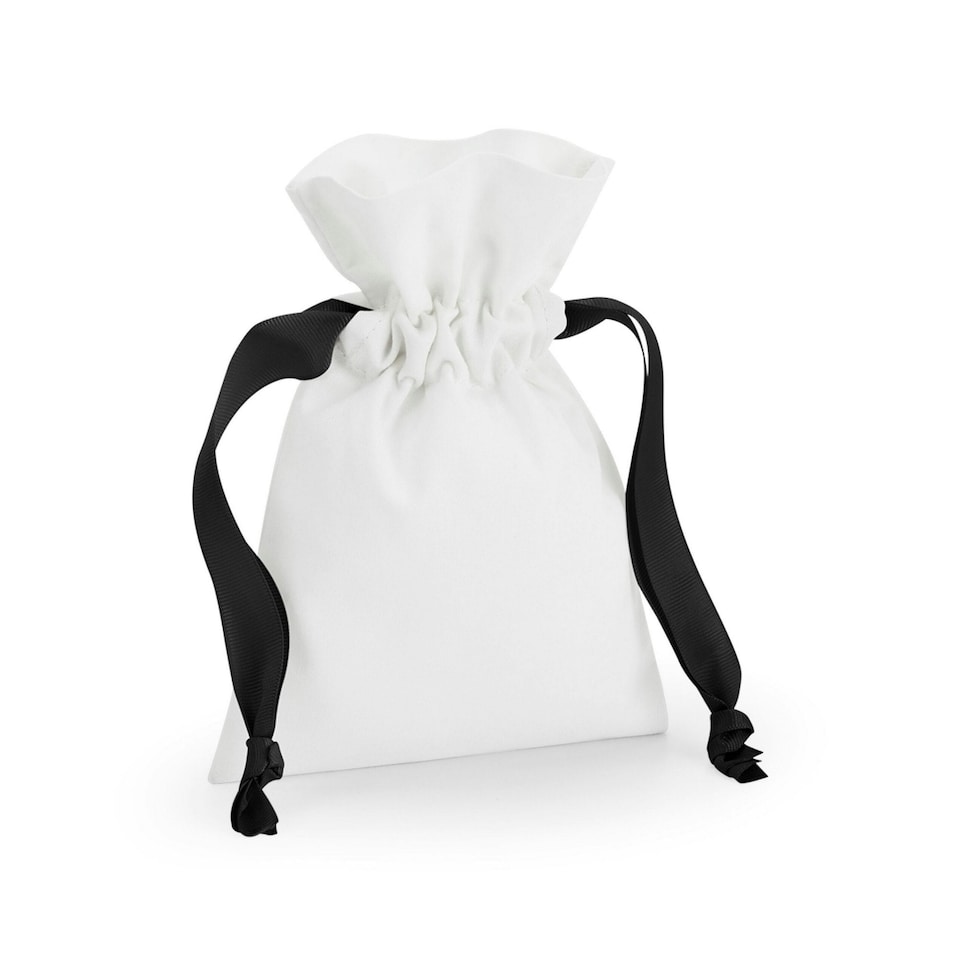 image 1 of Westford Mill Cotton Bag - Soft White/Black - 22cm x 15cm | White | One Size