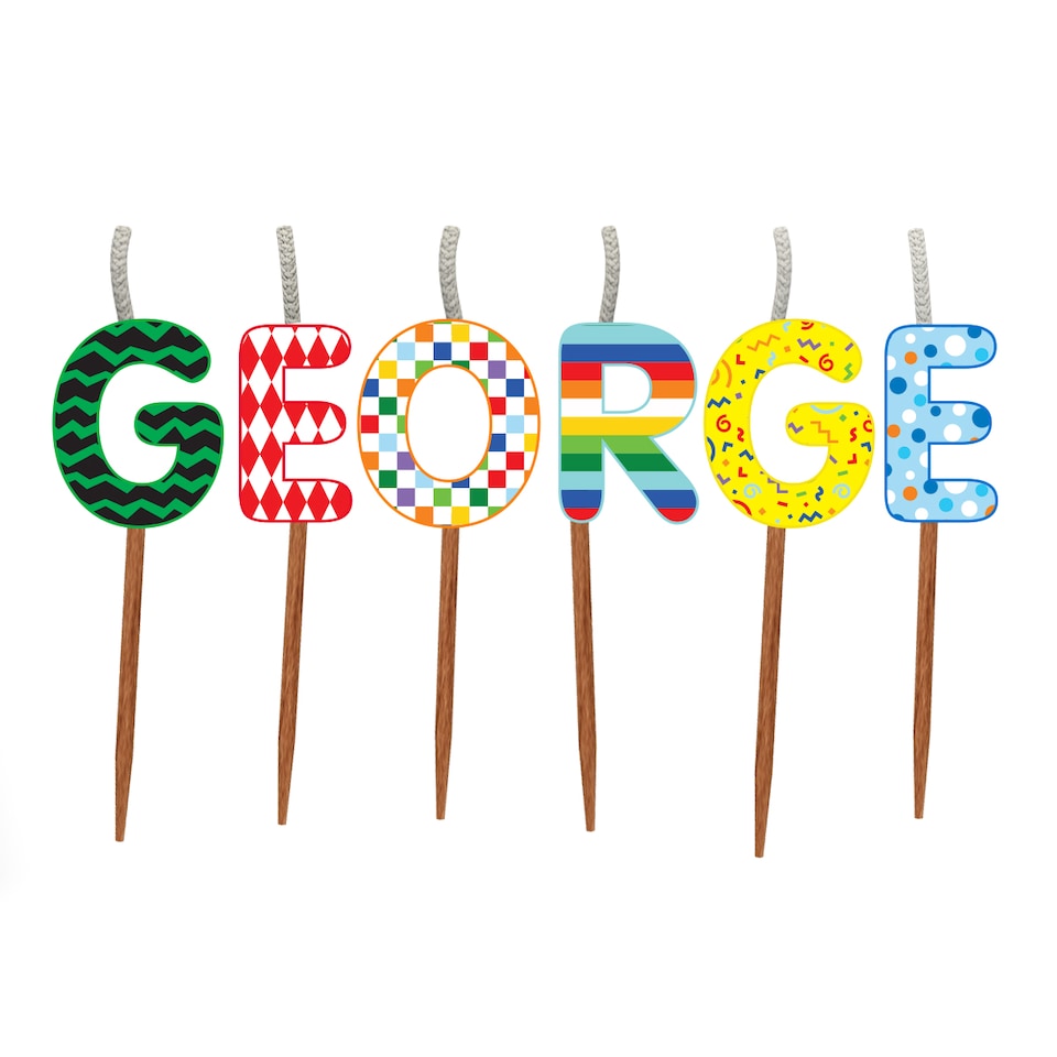 image 1 of Name Birthday Cake Candle Set - George