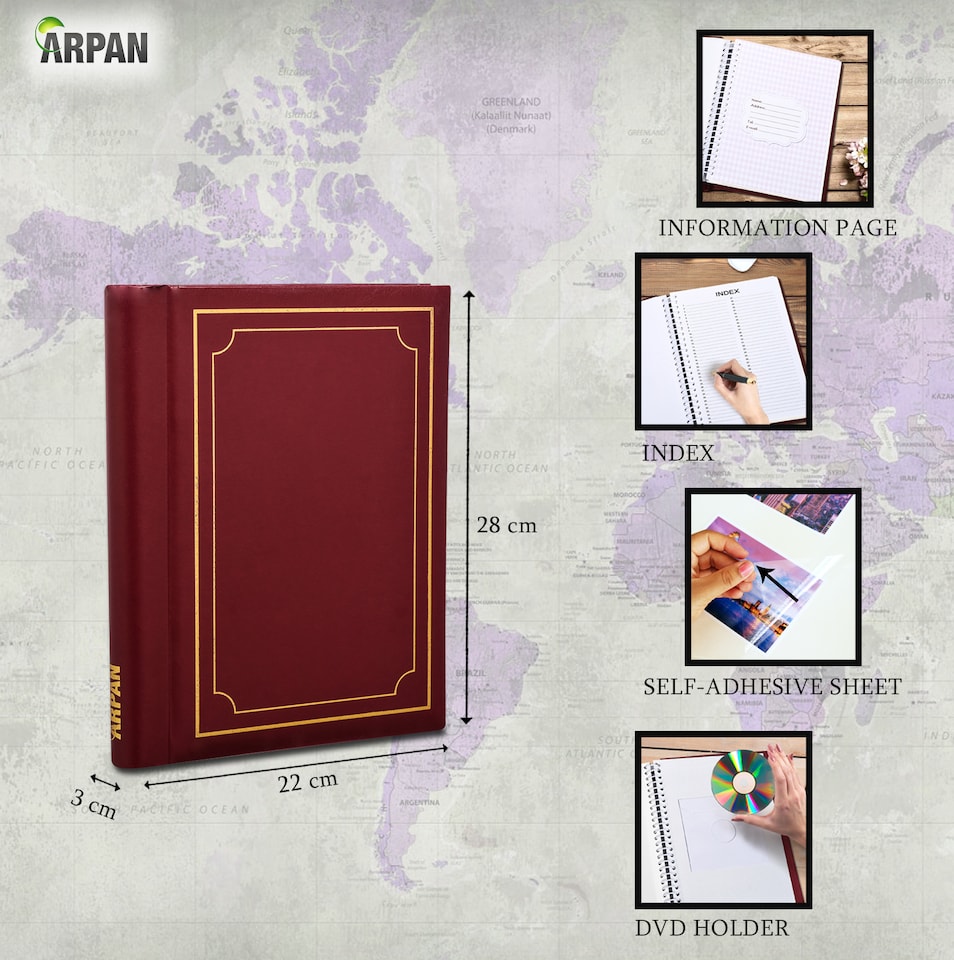 image 1 of ARPAN Self Adhesive Spiral Ring Binding Photo Album – 36 Sheets / 72 Sides – Large Sticky Page Scrapbook Memory Album for Photos, Keepsakes & Special Occasions