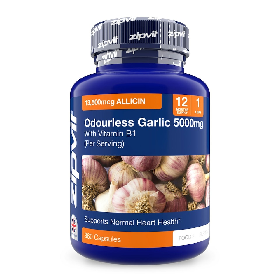 image 1 of Odourless Garlic 5000mg with Vitamin B1, 360 Capsules, 12-Month Supply, 500:1 Extract, Supports Heart Health