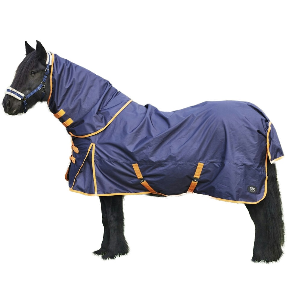 image 1 of Firefoot Detachable Neck Horse Turnout Rug - Navy/Orange - 6´ 9"