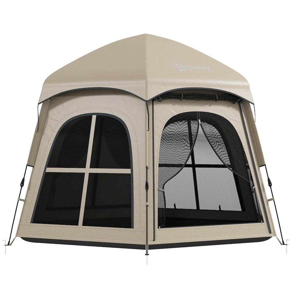 image 1 of Outsunny Instant Camping Pop Up Tent 3000mm Waterproof for 3-4 Person Khaki