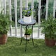 image 9 of Outsunny Mosaic Garden Table, 35.5 cm Round Outdoor Table with Shelf, Ceramic Tile Top, Small Garden Side Table Bistro Table End Table Plant Stand for Indoor, Patio, Balcony, Blue | Blue | Blue