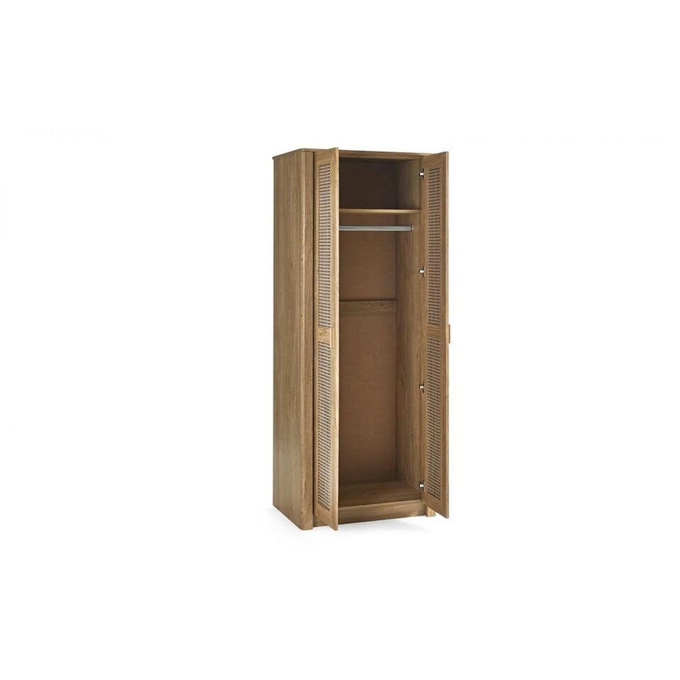 image 1 of Sleek 2 Door Rattan Oak Wardrobe