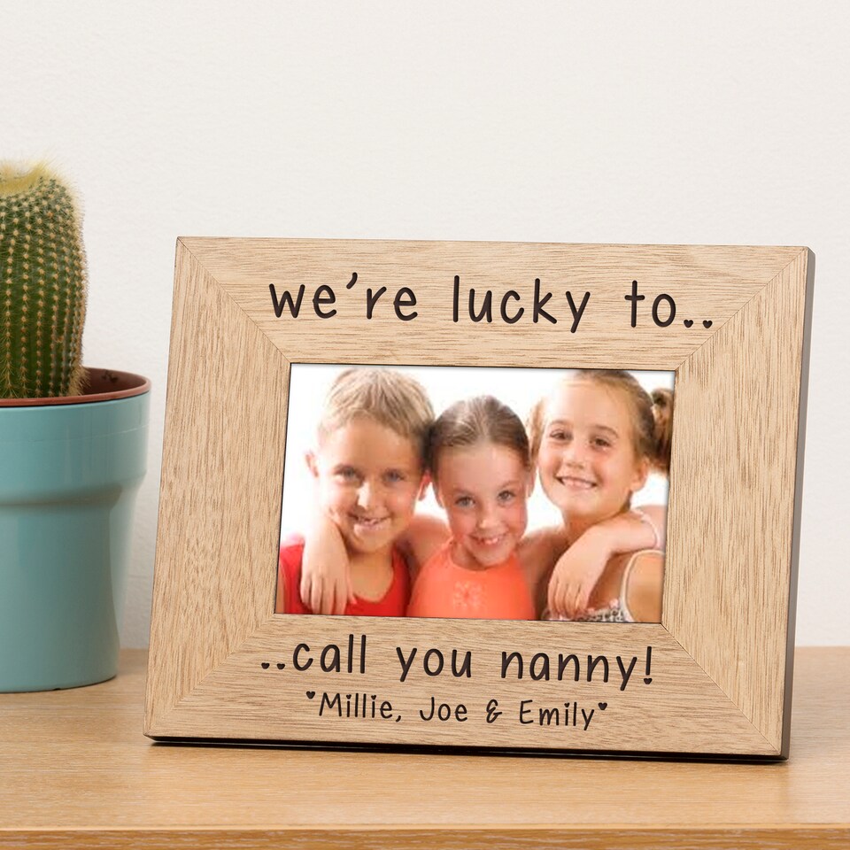 image 1 of Personalised Were Lucky to call you Daddy Mummy Nanny Wood Picture Frame 6x4