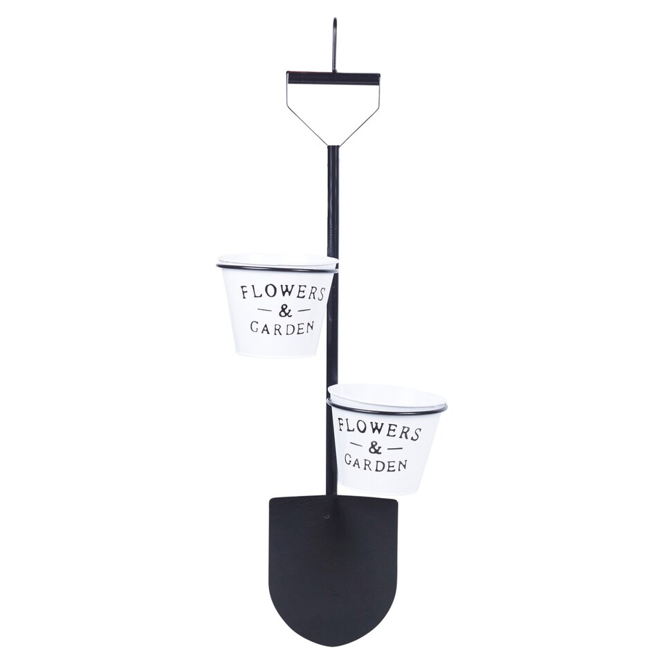 image 1 of Black Flower & Plant Pot Hanging Stand with Hooks | Black | Spade | 1