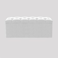 120cm Luna Chesterfield Ottoman Storage Box - White Plush Velvet Upholstered Blanket Box