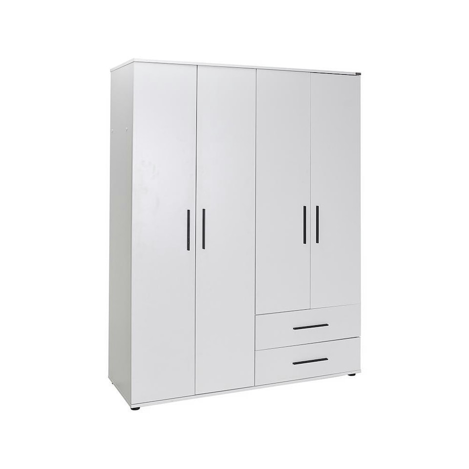 image 1 of Adore Matt White 4 Door 2 Drawer Combi Wardrobe with Shelves White
