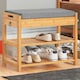 image 4 of Wooden Shoe Storage Bench With Hidden Drawer & Cushioned Seat Brown