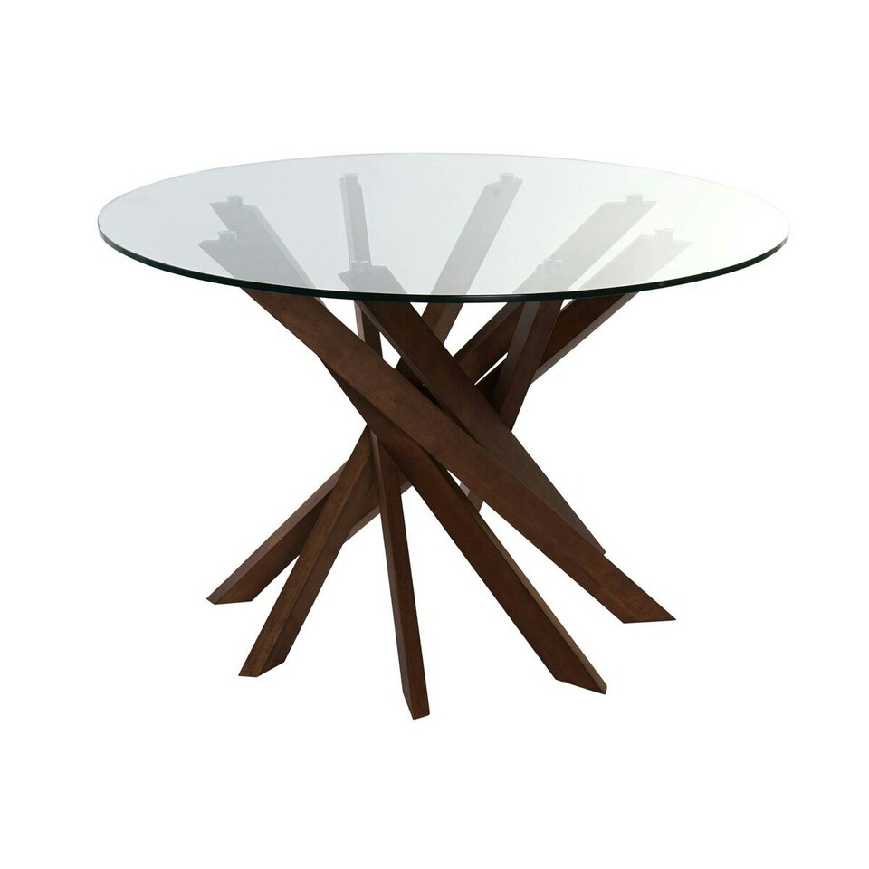 image 1 of Dining Table DKD Home Decor Crystal Brown Transparent Walnut 120 x 120 x 76 cm