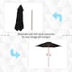 image 3 of Outsunny 2.5m Wood Garden Parasol Sun Shade Patio Outdoor Wooden Umbrella Canopy, Table Market Umbrella with Vent, 38mm Pole, Rope Pulley Mechanism, Black