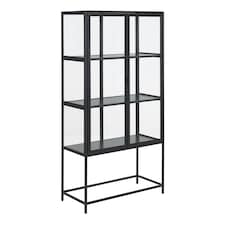 Seaford 2 Glass Door Display Cabinet in Black