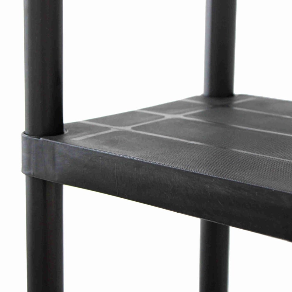 image 1 of 2x Oypla 4 Tier Black Plastic Heavy Duty Shelving Racking Storage Unit
