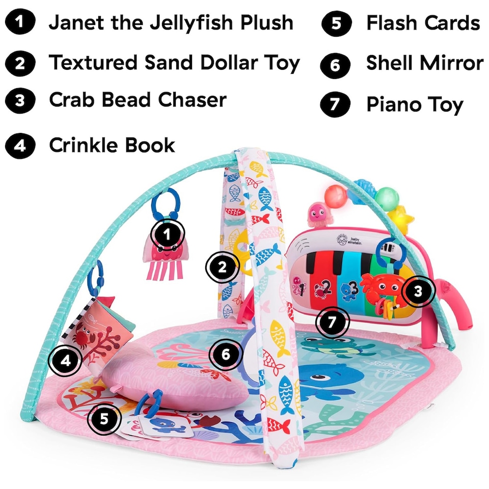 image 1 of Baby Einstein 4-in-1 Kickin Tunes Jellyfish Jamboree Musical Activity Gym Pink