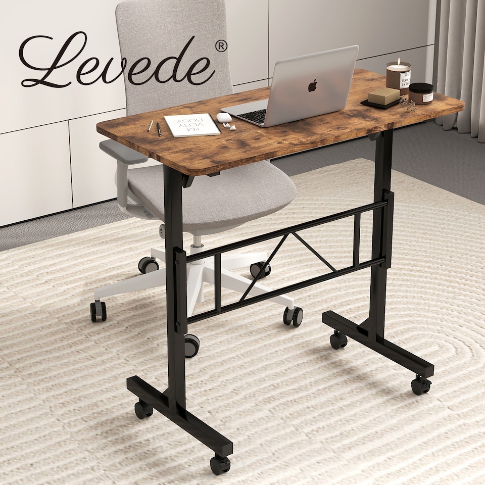 image 1 of Levede Height Adjustable Standing Desk Office Workstation for PC Laptop