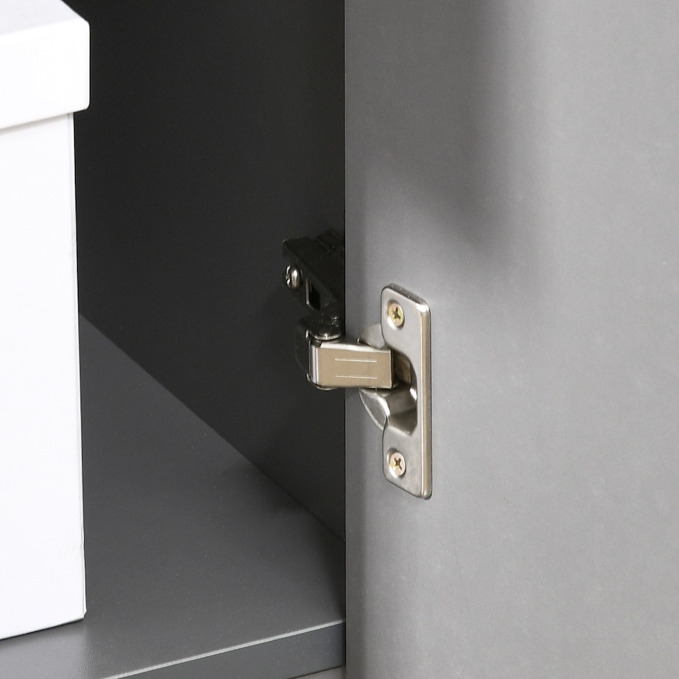 image 1 of HOMCOM Computer Desk with Drawers, High Gloss Home Office Desk with Storage Cabinet, Study Workstation, 120 x 60cm, Grey