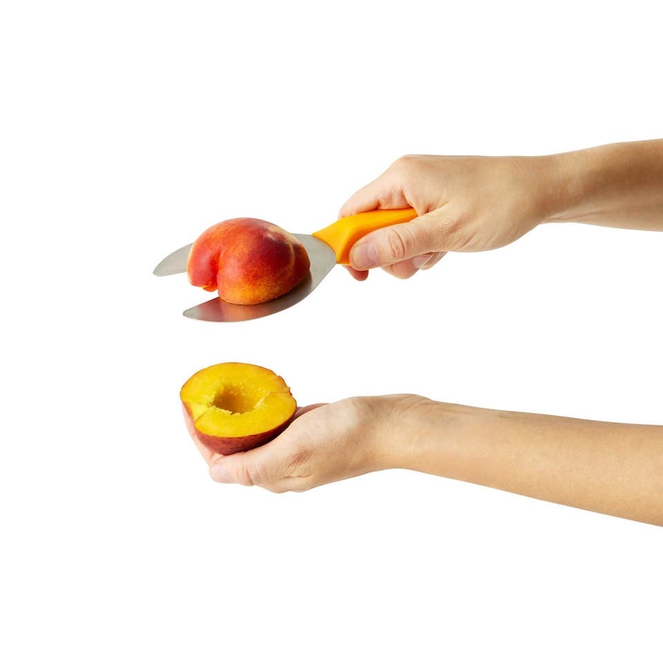 image 1 of Chef'n Peachster Peach Pitter Stainless Steel Comfortable Grip