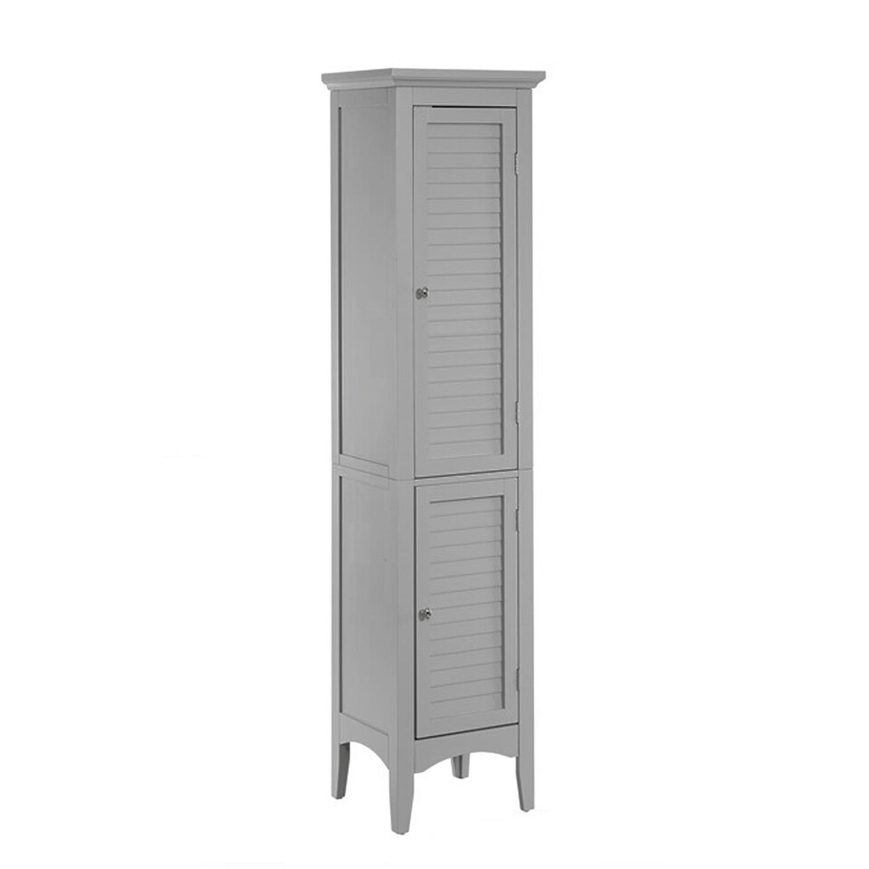 image 1 of Teamson Home Wooden Bathroom Cabinet Tall Standing Grey Glancy