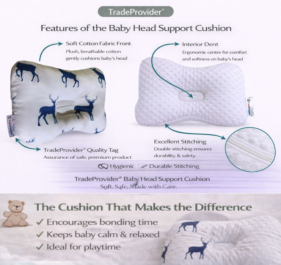 image 1 of TradeProvider® Baby Head Support Cushion for Pram, Pushchair, Stroller, Newborn Travel Headrest (2 pack)- Little Explorer Collection
