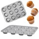 image 1 of 2 x Dishwasher & Oven Safe 12 Cup Muffin/Cupcake Non-Stick Easy to Use Tray Silver