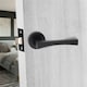 image 3 of Golden Grace Wave Handle Set on Round Rose in Matt Black Finish with 64mm 3 Lever Mortise Lock and Key Hole | Black | 1 Set