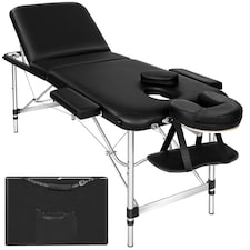 Massage Table - 3-zone bed with aluminium frame, 5cm pad, folding, adjustable | Black | black | 1