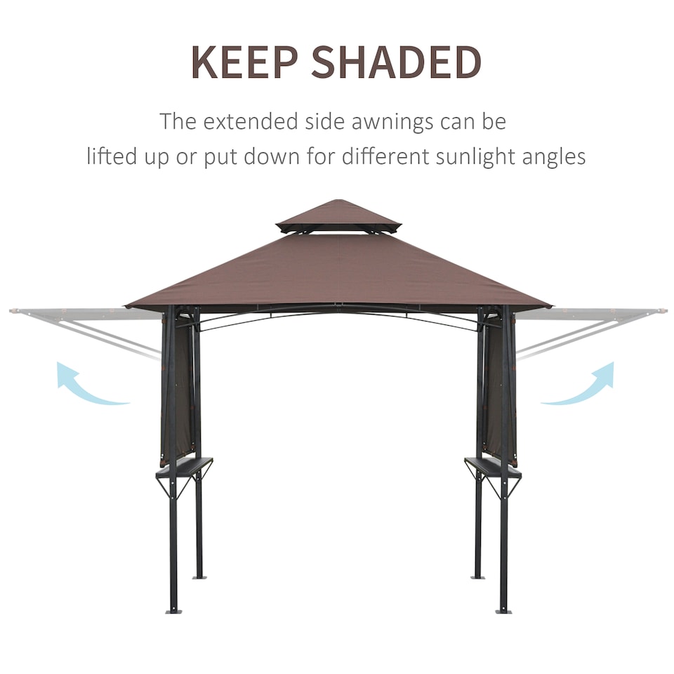image 1 of Outsunny Party BBQ Tent Outdoor Camping Patio Canopy Awing Waterproof Coffee | Brown
