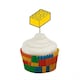 image 2 of Building Blocks Cupcake Food Pick Toppers - Pack of 10