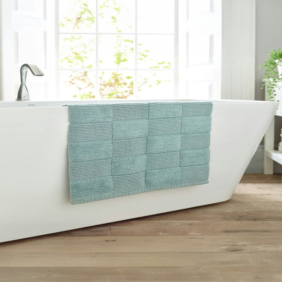 image 1 of Egyptian Spa Absorbent 1600gsm Bath Mat - 55x 85cm Super-Soft Bathroom Cotton Rug Green | Duck Egg | 55x85cm