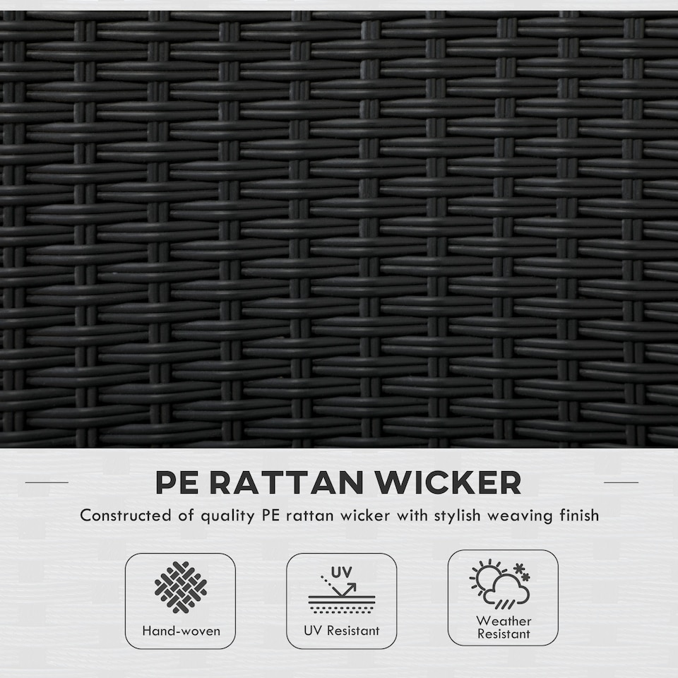 image 1 of Outsunny 4 Pieces PE Rattan Garden Chairs with Cushion, Patio Wicker Dining Chairs with Backrest for Patio, Deck, Garden, Black