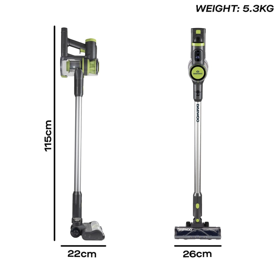 image 1 of Daewoo Cyclone Pro Cordless Stick Handheld Vacuum Bagless 50min 25.9V Headlight