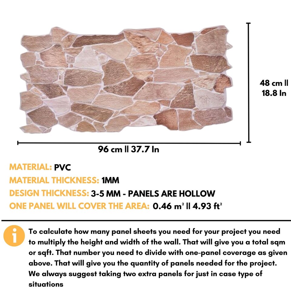 image 1 of NOVECRAFTO Brick & Stone Effect 3D Wall Panels (96cm x 48cm) DIY PVC Plastic Cladding Panels