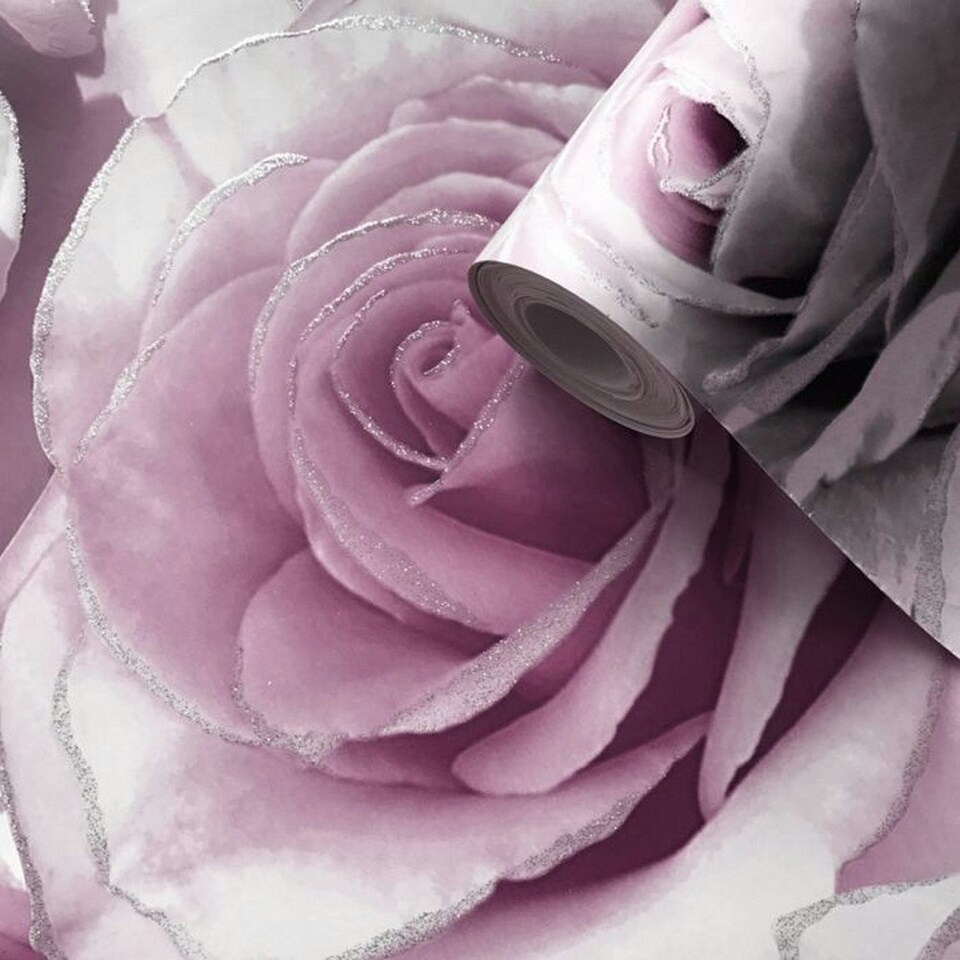 image 1 of Muriva Madison Rose Glitter Wallpaper - Amethyst/Lilac - One Size Purple