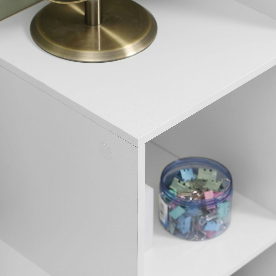 image 1 of HOMCOM Storage Cabinet with 6 Cubes Closet Organiser with 3-Tier Shelf, White