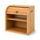 image 4 of Double Layer Roll Top Bamboo Wooden Bread Bin Kitchen Storage | Brown