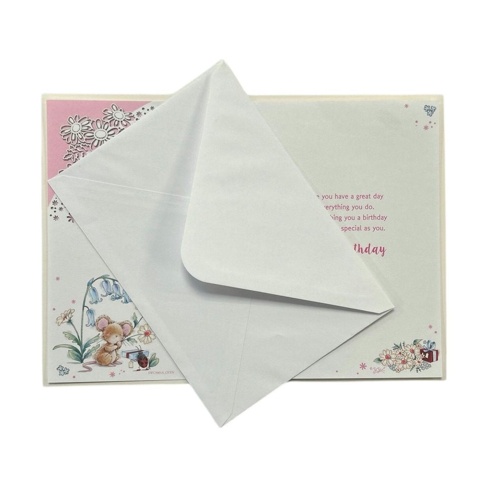 image 1 of To Dear Daughter Cute Mouse with Flowers Design Birthday Card