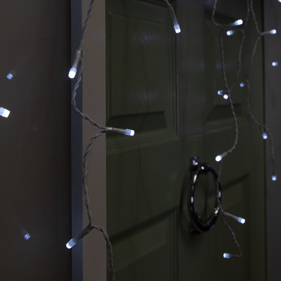 image 1 of 25m 1000 White LED Frosted Icicle Indoor Outdoor Christmas Lights with Timer