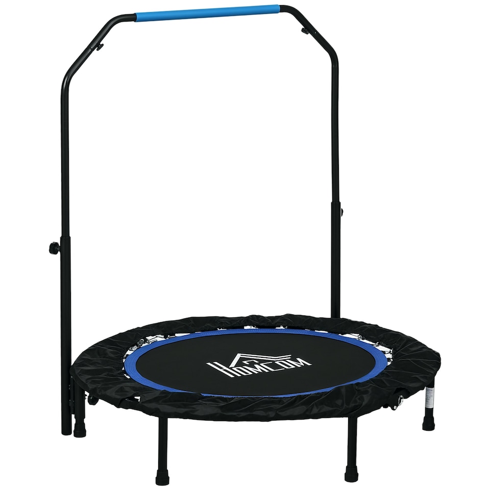 image 1 of HOMCOM 40" Foldable Mini Fitness Trampoline w/ Foam Handle, Blue