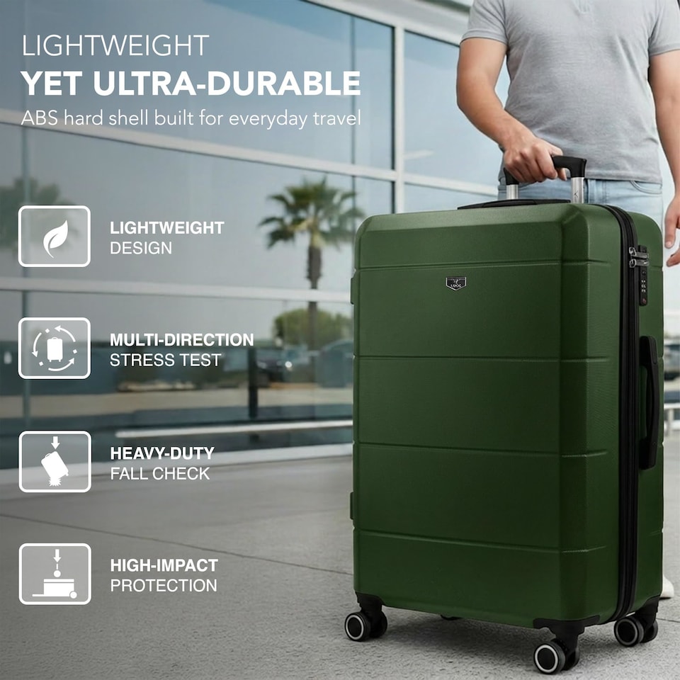 image 1 of Lugg Jetset Lightweight Hard Shell Suitcase ABS 4 Wheels TSA Lock (75x49x29cm)
