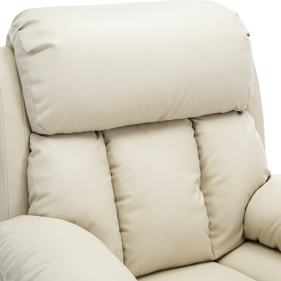 image 1 of Chester Dual Motor Rise Recliner Heat and Massage Bonded Leather Chair (Cream)