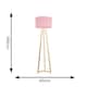 image 3 of ValueLights Lottie Natural Wood Tripod Floor Lamp with Blush Pink Fabric Drum Shade