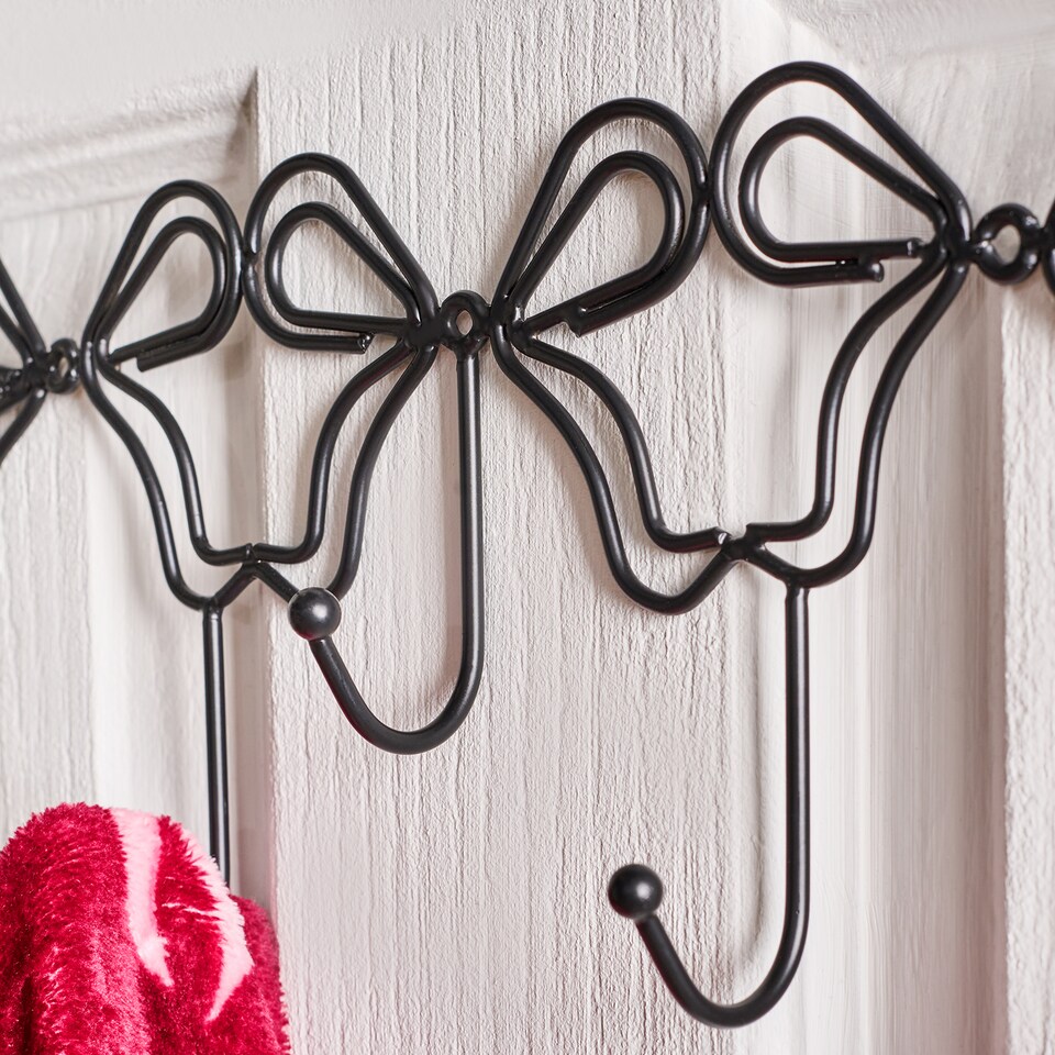 image 1 of OHS Bows Over the Door Hook Hanger 5 Hooks Coats Towel Rack